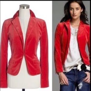 J Crew Velvet Ecole Jacket Blazer Coral